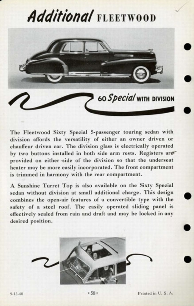 1941 Cadillac Salesmans Data Book Page 103